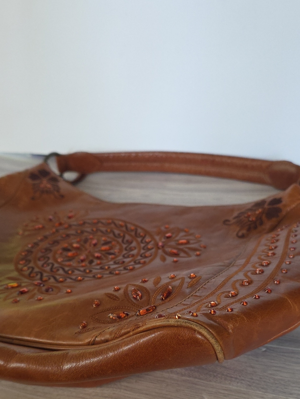 VNTG Wilsons Leather Large Rhinestone Gem Hobo Boho Western Shoulder Handbag - Picture 6 of 16